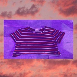 black,white,and red short sleeve crop